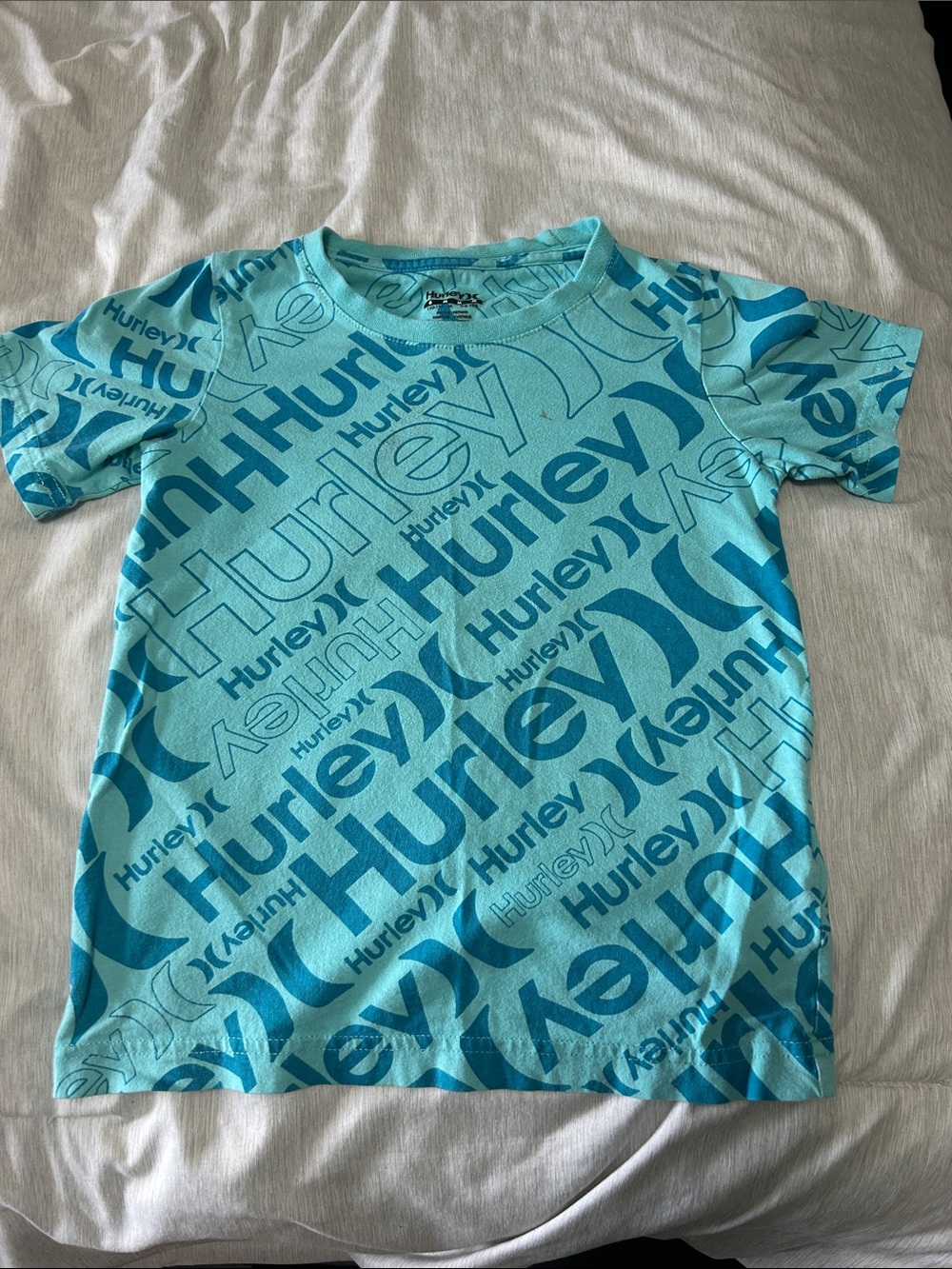 Hurley Aqua Allover Logo Short Sleeve Tee